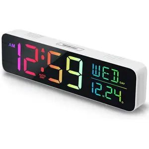 Peakeep Large Display Digital Alarm Clock – Plug-in Electric Desk Clock with Date & Day, Dimmable, 5 Volume Levels, Auto DST