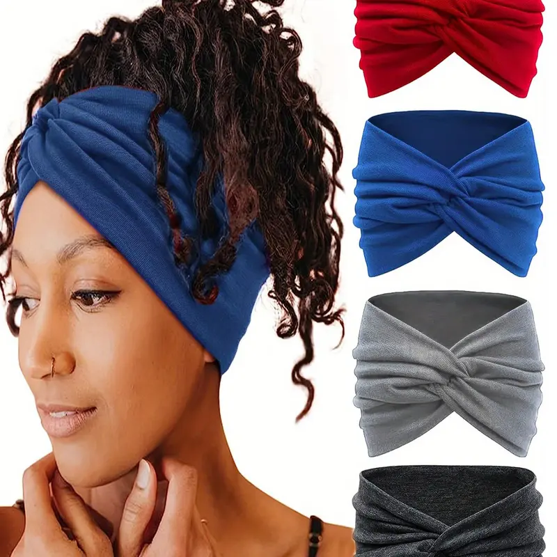 Elastic Solid Color Knotted Adjustable Headband for Women & Girls, Minimalist Headwear Suitable for Thick Hair, Fashion Hair Accessories for Party, Daily Decor