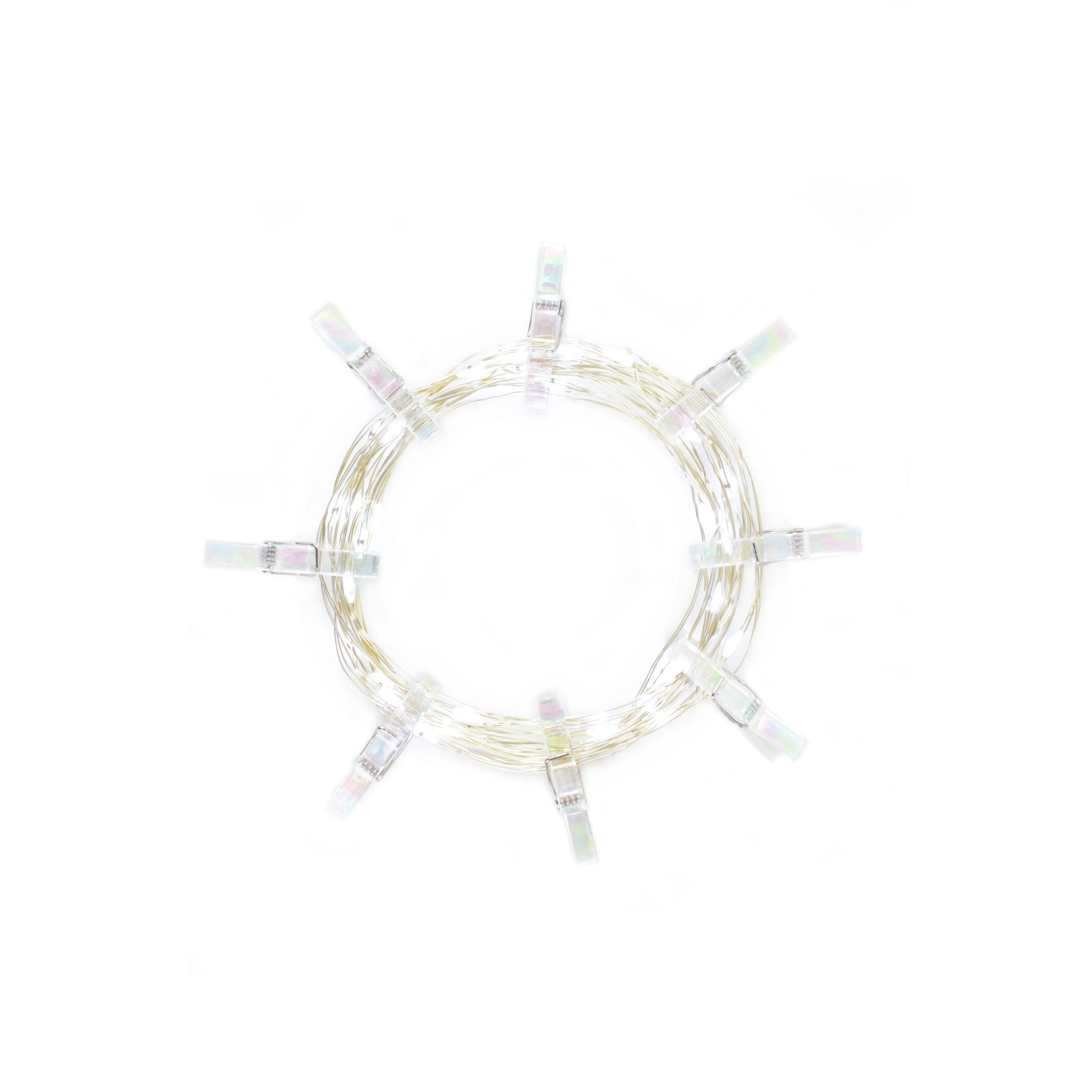 Perfect Holiday Photo Clip String Lights Decorative Ambient Lighting Battery Operated 36 LED Iridescent Clips White Glow