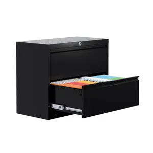 2 Drawer Lockable Filing Cabinet - Heavy Duty Metal File Cabinet - Space Saving Design for Letter/Legal/A4 Size - Ideal for Office or Home - Filing Cabinet,Black