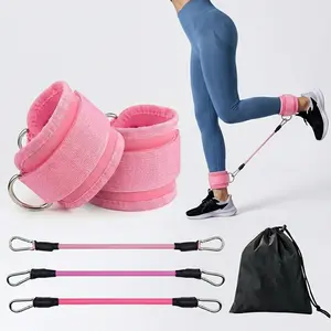 5-Pack Fabric Ankle Resistance Band Set, TPE Elastic Exercise Bands with Comfortable Non-Slip Cuffs, Adjustable Fit for Adults, Portable Training Equipment for Home Workout, Gym Exercise, and Daily Fitness