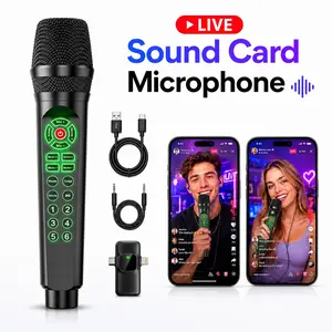 2-in-1 Handheld Microphone Live Sound Card with Bluetooth, Voice Changer, Noise Reduction & DJ Audio Mixer, Compatible with Smartphone, Android/iOS, iPhone, PC & Xbox for Live Streaming, Singing, Recording, Gaming, YouTube & TikTok