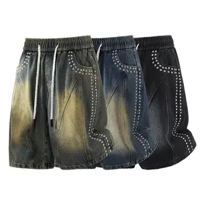 Trendy Loose Fit Drawstring Cotton Bermuda Shorts, Knee Length Five-Point Fashion Pocket Comfy Breathable Streetwear Casual Short for Adult Youth Unisex Summer Beach Daily Wear