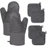 4 Pcs Oven Mitts and Pot Holders,500°F High Heat Resistant Kitchen Oven Mitts with Pot holders,Long Oven Mitts with Recycled Cotton Infill and Silicone Non-Slip Surface for Baking and Cooking Bakeware Set nontoxic cleaning supplies gift