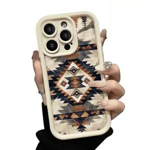 Phone Case for iPhone 17 Pro Max 16 Plus 15 14 13 12 11 Air  16E Tribal Geometric Tapestry Pattern Silicone TPU Lens Protective Rugged Durable Soft Cover for Boy iPhone case