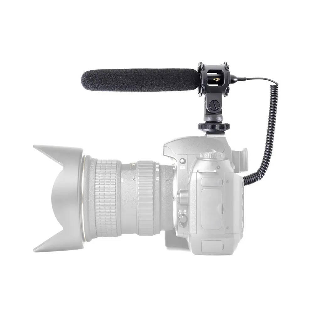 Mini Shotgun Condenser Microphone for Video Camera - Dark Gray | 3.5mm Connector With Clear Audio - Directional Recording, Metal Body, Windscreen Included