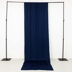 Navy Blue 4-Way Stretch Spandex Backdrop Drape Curtain, Wrinkle Free Event Divider Panel with Rod Pockets - 5ftx14ft