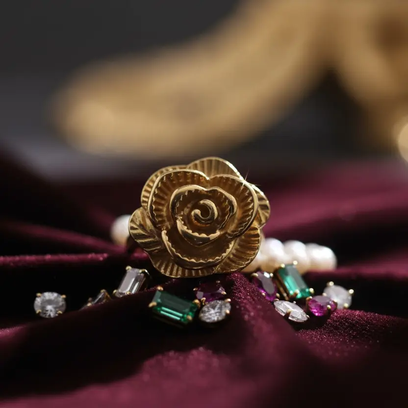 Gold Rose Stainless Steel Ring - Elegant Flower Design Tarnish-Free Long-Lasting Shine for Women, Perfect for Everyday Wear