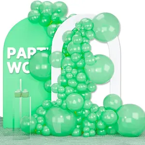 PartyWoo Pearl Light Green Balloons 140pcs Different Sizes of 18 12 10 5 Inch Pastel Neon Green Balloon Arch Kit for Baby Shower Wedding Spring Forest Theme Birthday Party Decorations Green-Z43