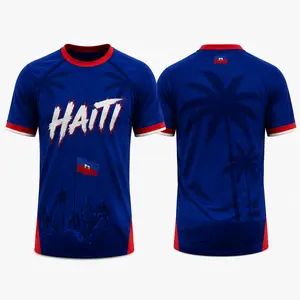 Haiti Heritage Palm Tree Jersey, Caribbean Island Fan Shirt, Tropical Culture Graphic Tee, Unisex Sports Style Top