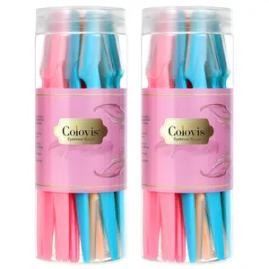 Colovis 48pcs Eyebrow Razor for Women, Face Shaver Kit Dermaplaning Tool for Peach Fuzz Removal, Stainless Steel Blades with Protective Covers | Eyebrow Trimmer, Facial Hair Removal