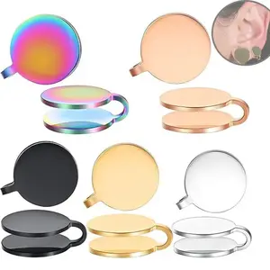 Stainless Steel Pressure Earrings Non-pierced Gold Color Keloid Pressure Earrings Black Color Creative Cartilage Ear Cuff