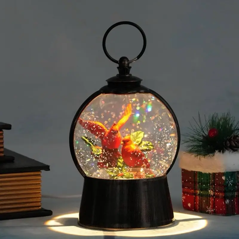 Cardinal Christmas Snow Globe Lantern with 6h Timer, Light up Musical Snow Globe Glitter, USB/Battery Operated, Red Cardinal Gifts Christmas Festival Decoration