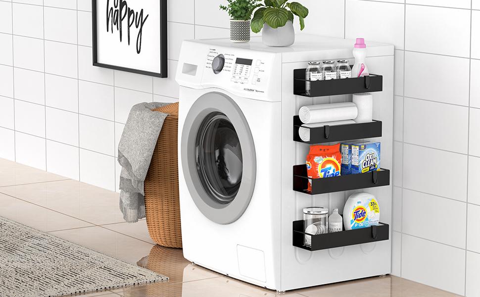 Magnetic Spice Storage Rack Organizer for Refrigerator and Oven, Black Fridge Organizers and Storage, 2 Pack