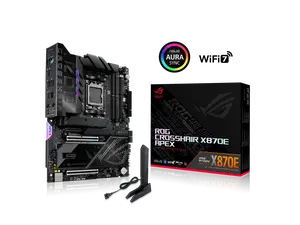 ASUS ROG CROSSHAIR X870E APEX AMD X870E AM5 ATX motherboard, Advanced AI PC-ready, 18+2+2 stages, DDR5, ROG Memory Fan, ROG DIMM.2 Card, Wi-Fi 7, 5G LAN, 3x M.2, PCIe® 5.0, USB4® , USB Type-C®, AI OC