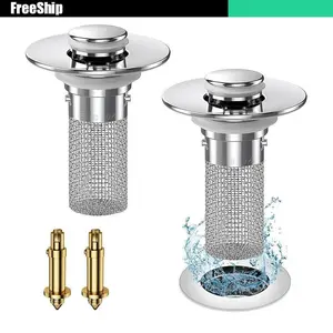Stainless Steel Floor Drain Filter with Removable Basket for Bathroom Sink - Isolate Odor & Catch Hair - Easy Installation & Durable Plastic Construction