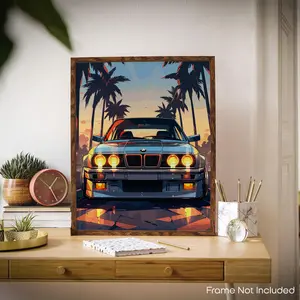 BMW E30 M3 Poster - 1984 Racing Car Wall Art, Unframed Vintage Decor for Garage, Bedroom, Office, Car Lover Gift