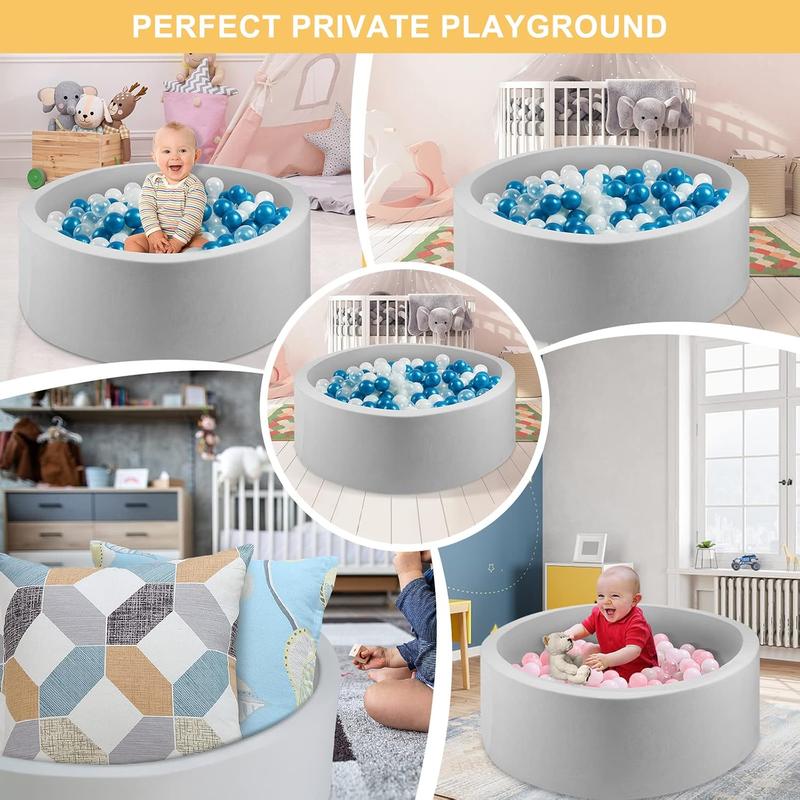 Foam Ball Pit Soft Round Kiddie Baby Playpen 35.4"x11.8" for Toddlers with Soft Foam and Safe Design Compact Portable Easy to Clean Vacuum-sealed Pink