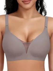 Women's Solid Wireless Bra, ComfortableBreathable Seamless Bra, Soft SupportiveLingerie for Daily Wear, Multiway Bra