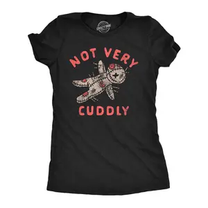 Womens Not Very Cuddly Funny Valentines Day T Shirt Sarcastic Graphic Tee for Ladies Funny Womens T Shirts Cute Vintage Fashion Casual Ladies T-Shirt Gift Love Tops for Women Funny Sarcastic Top Women's Novelty Black -