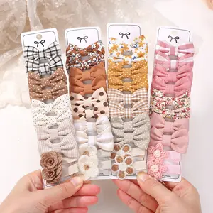 20Pcs/set Handmade Fabric Printed Barrette Boutique Mini Boutique Bangs Bow Hair Clip Ins Daisy Hairgripes
