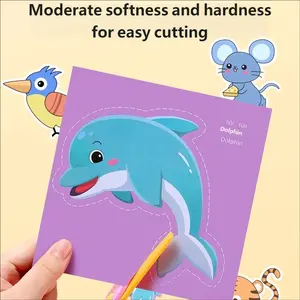 Animal DIY Craft Kit for Kids Ages 3-6, 96 Sheets Boxed + Scissors, Creative Paper Cutting & Drawing Materials Gift Set