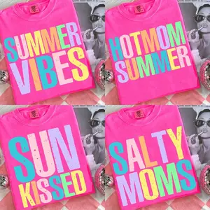 Comfort Colors Sunshine Beach Life Shirt, Hot Mom Summer Graphic Tee, Neon Trendy Summer Vibes Apparel, Distressed Salty Moms Top