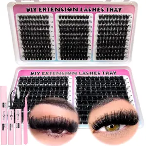 200D/160D/120D/100D eyelash book single cluster mink false eyelashes, Fluffy Volume Eyelashes, 570pcs Mega Volume lashes 0.07mm D curly false eyelashes 10-18mm mixed length natural eyelashes extension