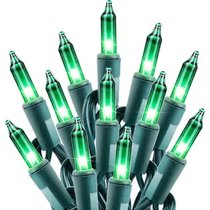 St. Patrick's Day Mini String Lights, 100 Count 27FT Detachable Incandescent Bulbs, Waterproof Green Fairy Lights with Plug, Ideal for Indoor Outdoor Party, Patio and Holiday Decoration, Green Wire