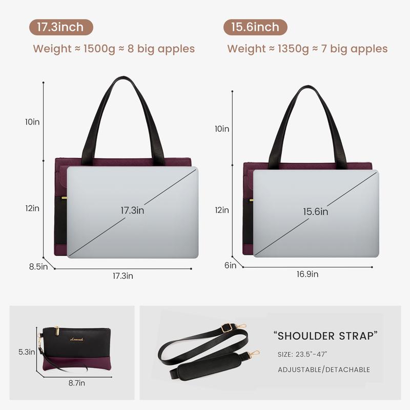 【Valentine's Day Gift】LOVEVOOK Laptop Tote Bags 15.6-17.3 inches for Woman with Clutch Purse, Large Business Teacher Office Crossbody Purse with 2 Cup Holder, Compact Waterproof Vegan Leather Shoulder Bags and Computer bag for Work, Office, Casual