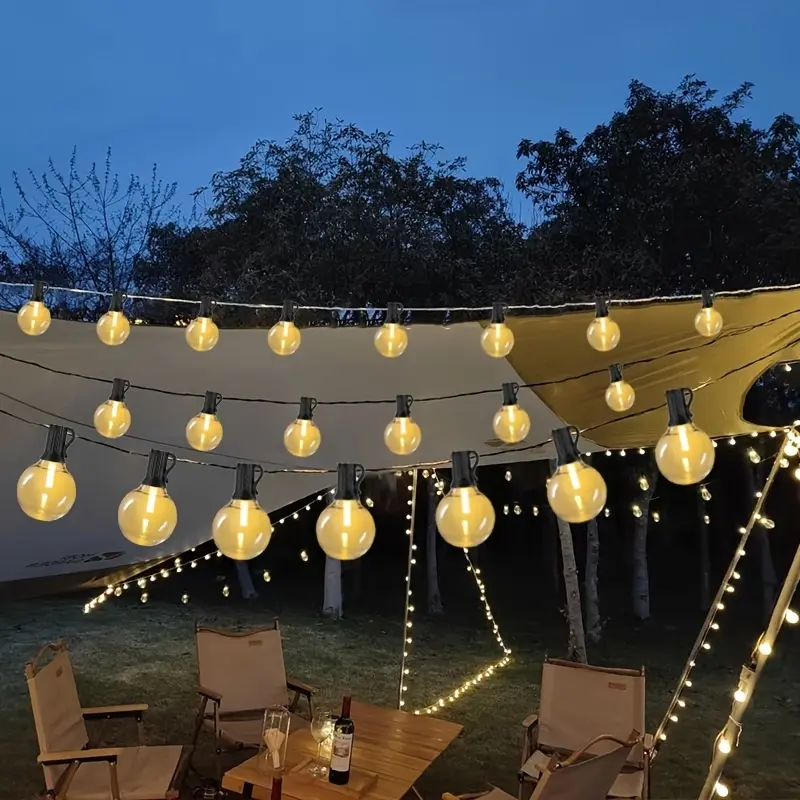 Outdoor Waterproof Solar String Light Set - 100/60ft, G40 Shatterproof 1W Per Bulb LED Bulbs, Remote Control, 3 Dimmable Modes (Breathing, Flashing), Ideal for Backyard, Outdoor Decor