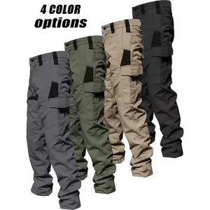 Men's Solid Color Tactical Work Pants, made of 230g fabric with multiple pockets. Durable outdoor training trousers available in various colors. Ideal for outdoor activities, work and camping, perfect for spring and summer wear.