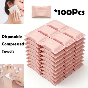 100pcs Compressed Face Wipes - Luxuriously Soft & Alcohol-Free, Hassle-Free Makeup Remover for All Skin Types, Quick-Dissolving, Unscented Non-Woven Cloths, Perfect Travel Companion, Gentle