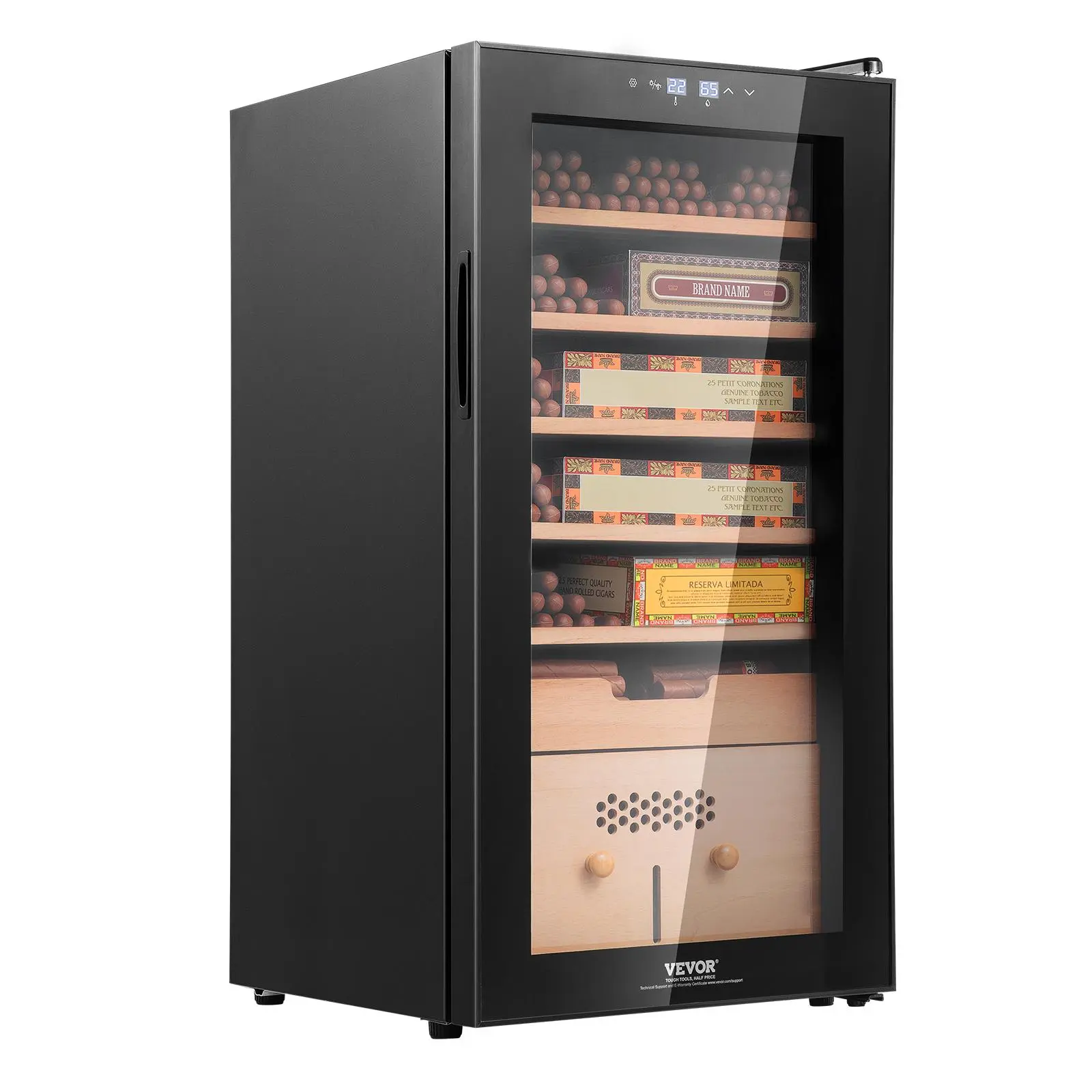 VEVOR Electric Humidor, 82L Humidor Cabinet with Cooling, Heating & Humidity Control, 6 Layer Spanish Cedar Wood & Double Mirror Glass Humidor, Gift for Men
