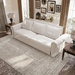 Chesterfield Sofa,93.7" King Pull Out Sofa Bed, 3-in-1 Velvet Convertible Sleeper Sofa with Nailhead Trim & Rolled Arm,Multi-Functional Sofa Bed for Living Room,Office,Beige(new sku: W1885S00097)    RR
