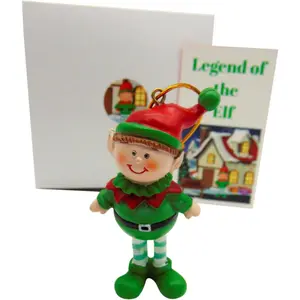 Legend of The Elf Ornament Polyresin Christmas Tree Decoration with Story Card Gift Boxed Holiday Set