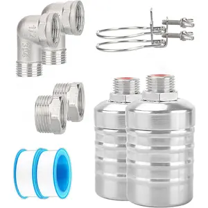 Automatic Water Float Valve, 1/2 to 3/4 Inch Connection Types, Stainless Steel 304 Fully Automatic Water Shut off Float Valve for Water Tank, Pool, Livestock Trough (2 Pack)