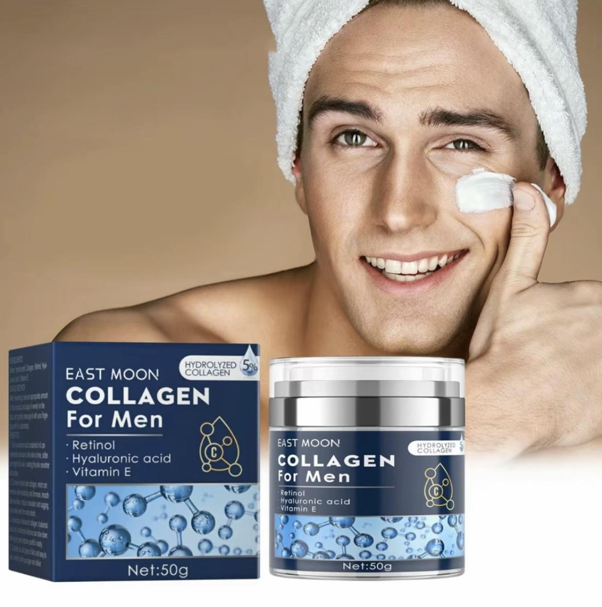 Collagen Men's Anti-Aging Wrinkle Cream, Men's FaceMoisturizer Cream 50g, Skin Firming and TighteningLotion, Firming Hyaluronic Acid Moisturizer Concealer Daily east moon men
