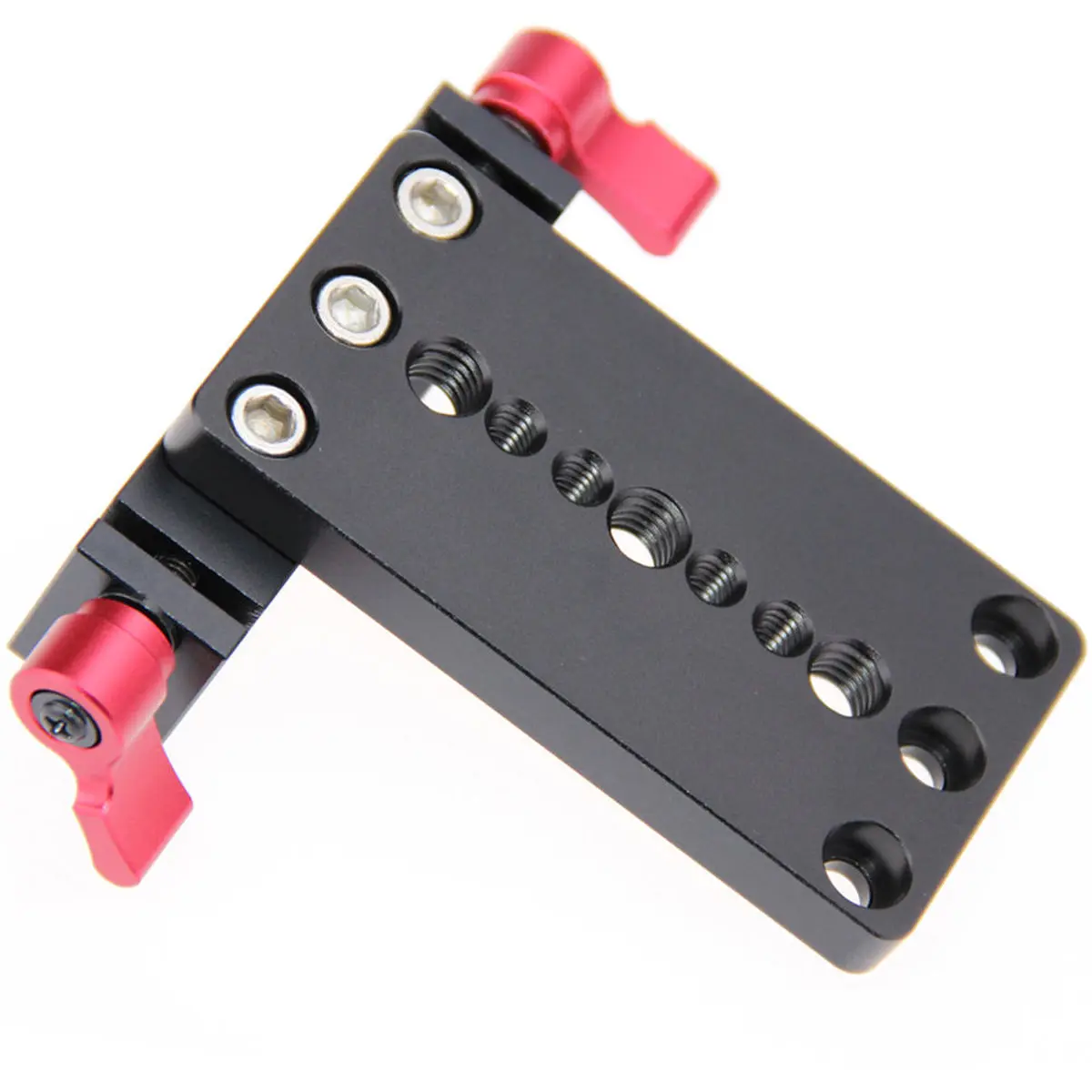 CAMVATE Durable Camera Tripod Mount Base Plate with 15mm Railblock, Red Knob - Adjustable Accessory for DSLR, Digital Camera Shoulder Mount Rig, Accessories