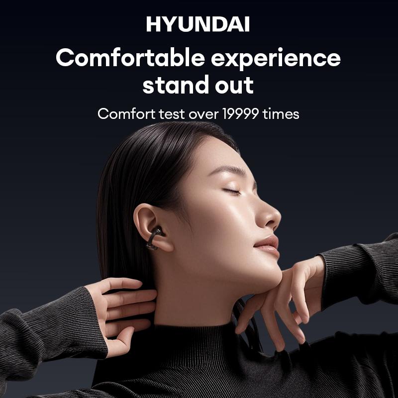HYUNDAI C03 Clip-On Wireless Headphones with DT6.0 Pulse Directional Technology, 360° ACS Panoramic Sound, IPX5 Waterproof Audio Earbuds for Music & Phone Calls, Comfortable for Sports & Workouts