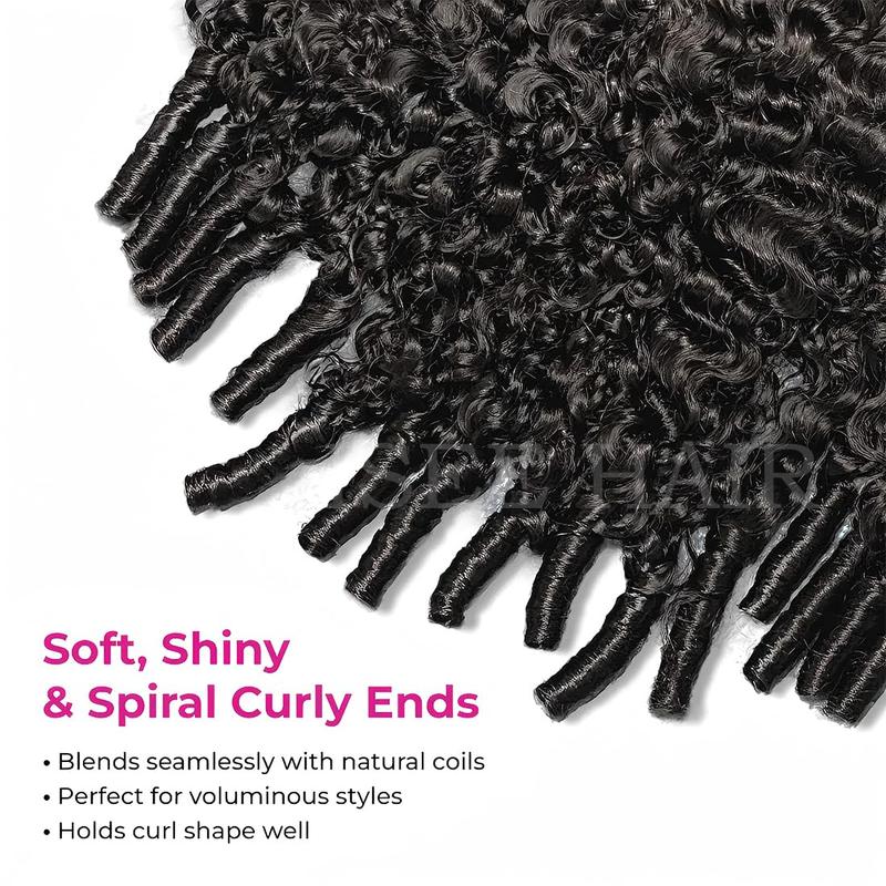 [3 IN 1 Half Wig]Half Wig Burmese Curly Wig for Women Wear Go Glueless Wigs Fiber Hair 3 In 1 Seamless Flip Wig Hairline Beginner Friendly with Spiral End Natural Black Color