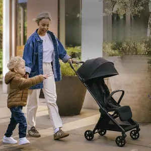 Compact Airplane Carry-On Stroller - Ultra-Lightweight 11.5 lbs Travel Baby Stroller with One-Second Auto-Fold, One-Hand Full Recline, Birth to 50 lbs, JPMA Certified