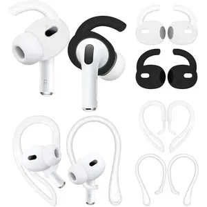 4 Pairs Anti Slip Kit Compatible with AirPods Pro 2, Silicone Sport Ear Hooks and 360° Rotation Adjustable Length Outdoor Earhooks Grip Ear Tips Wing Buds Holder for AirPod Pro 2nd - 4X1
