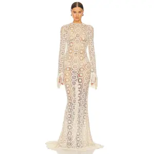 Bronx and Banco Maia Fringe Gown in Cream