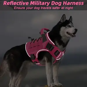 Adjustable No-Pull Tactical Dog Harness with Reflective Handle – Durable Geometric Military Vest for Large Dogs, Heavy-Duty Polyester