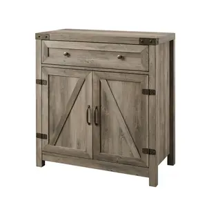 Walker Edison AF30BDGW 33 x 15.5 x 30 in. Barn Door Accent Cabinet, Grey Wash