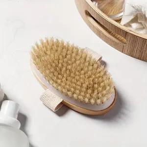 Natural Gentle Exfoliating Body Brush - High-Quality Soft Dense Bristles Handheld Wooden Design for Wet or Dry Skin, No Batteries Required - Perfect for Home Spa Experience, Personal Massager, Body Scrubber, Body Back Scrubber