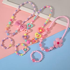 PinkSheep Kids Classic Jewelry - 6 Sets of Beaded Necklaces & Bracelets for Girls, Versatile Accessories for Various Occasions