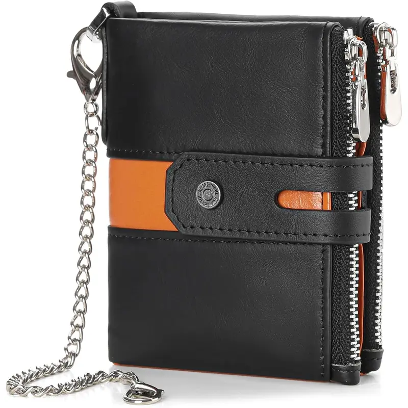 Chain Wallets for Men - Bifold RFID Blocking Mens Wallet with Chain, High  Leather Wallets with  Pocket