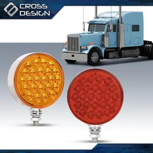 CROSSDESIGN 2PCS Amber/Red 4" Double Face LED Pedestal Fender Brake Turn Signal Lights, Led Lights For Truck, Led Signal Lamp